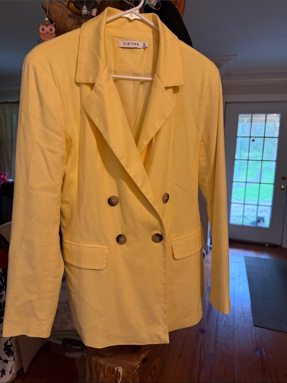 JustFab Sunny Yellow Double-Breasted Blazer